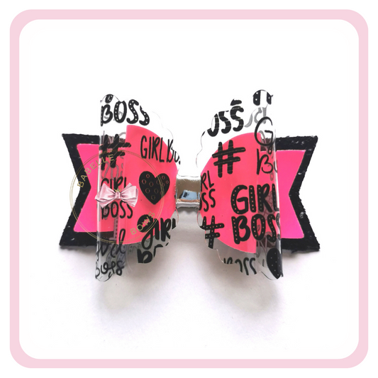 Look good, feel good and live it up with Girl BOSS Hair Bows! These neon pink and black #GirlBoss hair bows are created with SASS! Each bow measures 3.25/8cm and is finished on a high quality, stainless steel alligator clip.