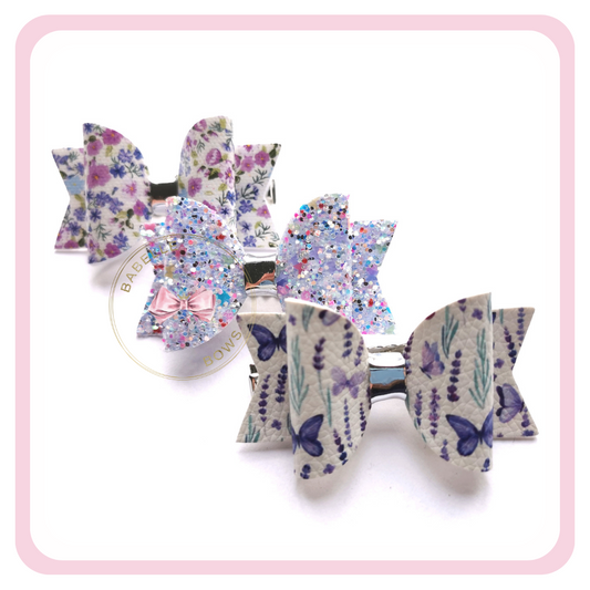 Butterfly Garden Trio of Pigtail Hair Bows