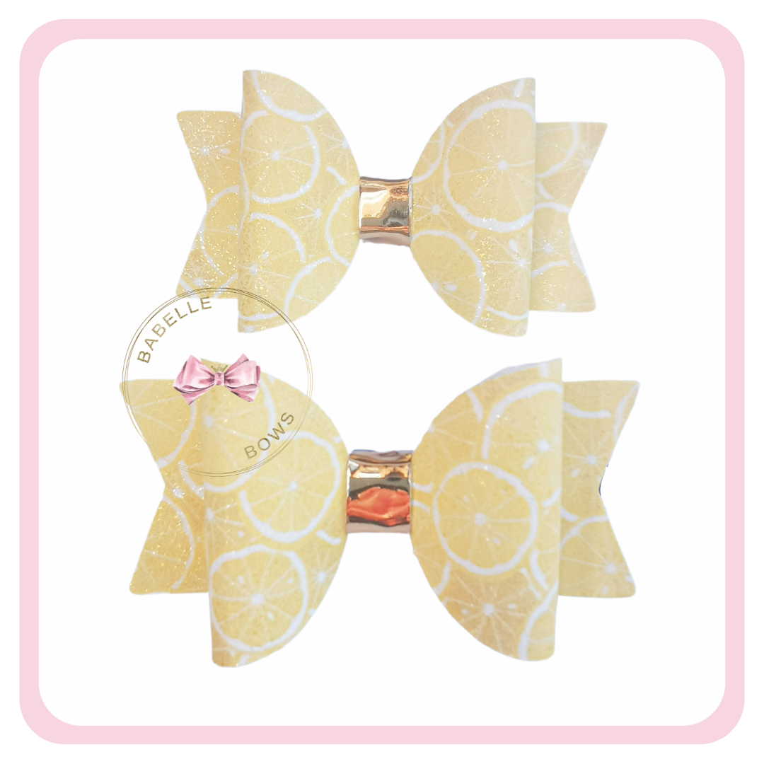 Sour Lemon Pigtail Hair Bows