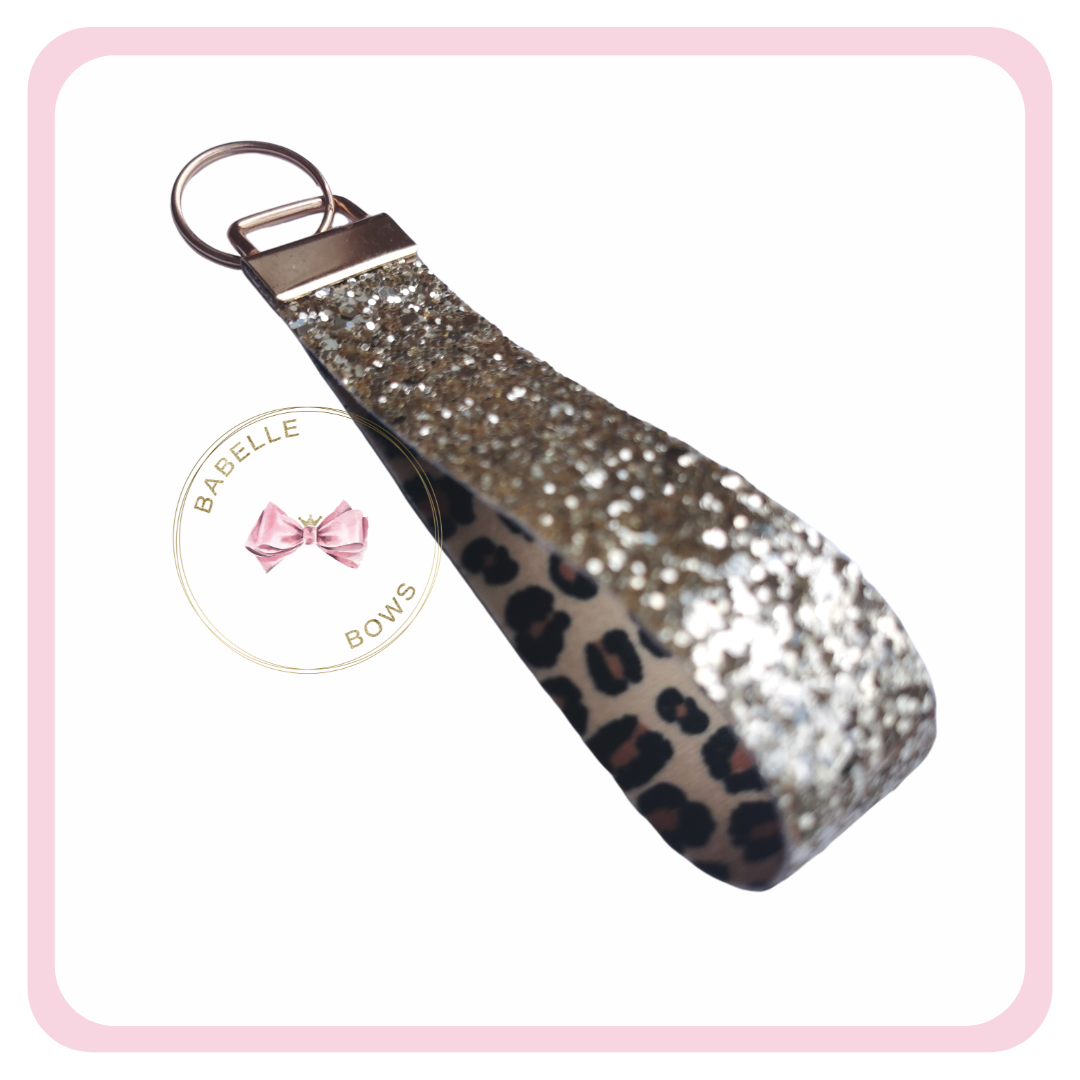 Classy Gold Glitter Leopard Print Wristlet