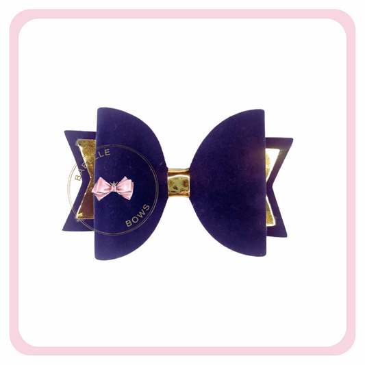 Navy Blue Suede Hair Bow