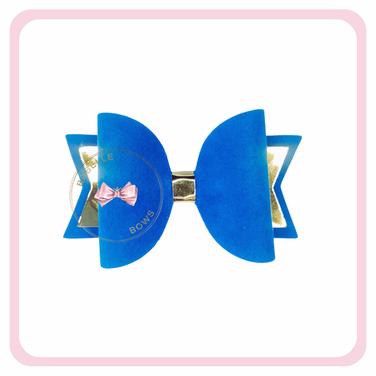 Turquoise Blue Suede Hair Bow