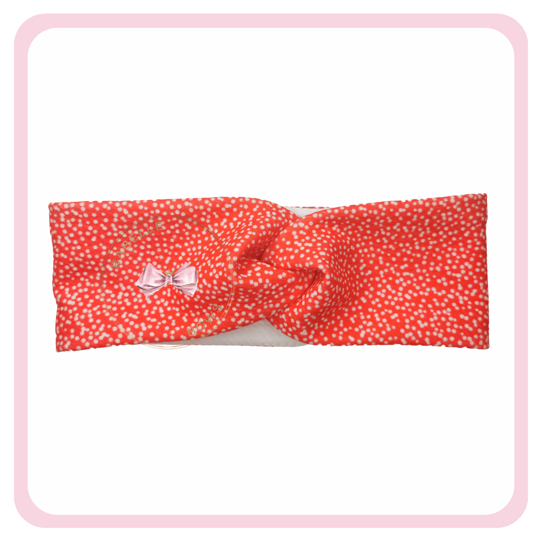 BaBelle Bows Earmuffs Red Snow Dots Bullet Headwrap