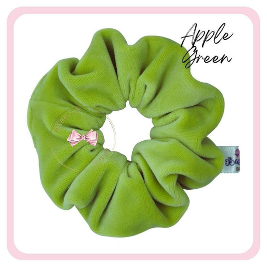 BaBelle Bows Hair Accessories Apple Green Flock Velvet Snag Free Hair Scrunchies