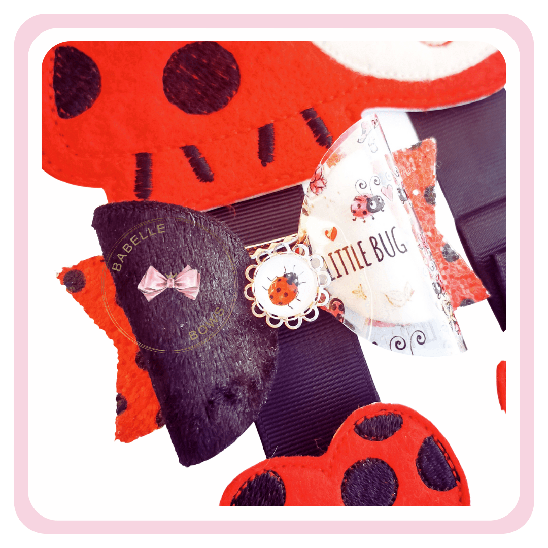 BaBelle Bows Hair Accessories Organiser Embroidered Ladybird Hair Bow Holder