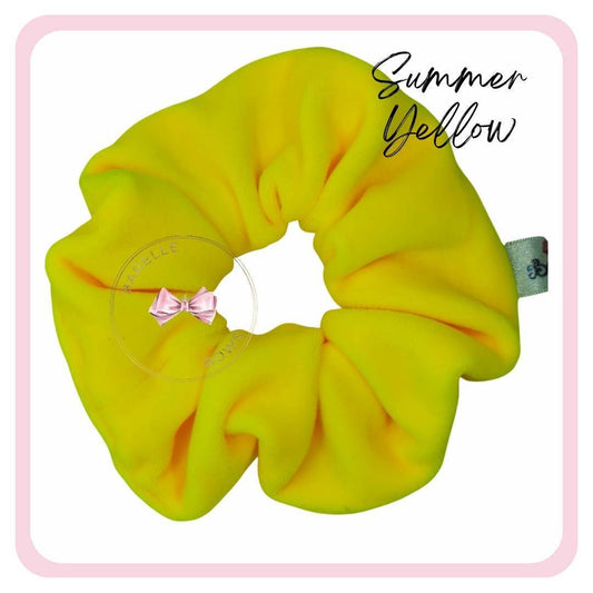 BaBelle Bows Hair Accessories Summer Yellow Flock Velvet Snag Free Hair Scrunchies
