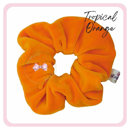 BaBelle Bows Hair Accessories Tropical Orange Flock Velvet Snag Free Hair Scrunchies