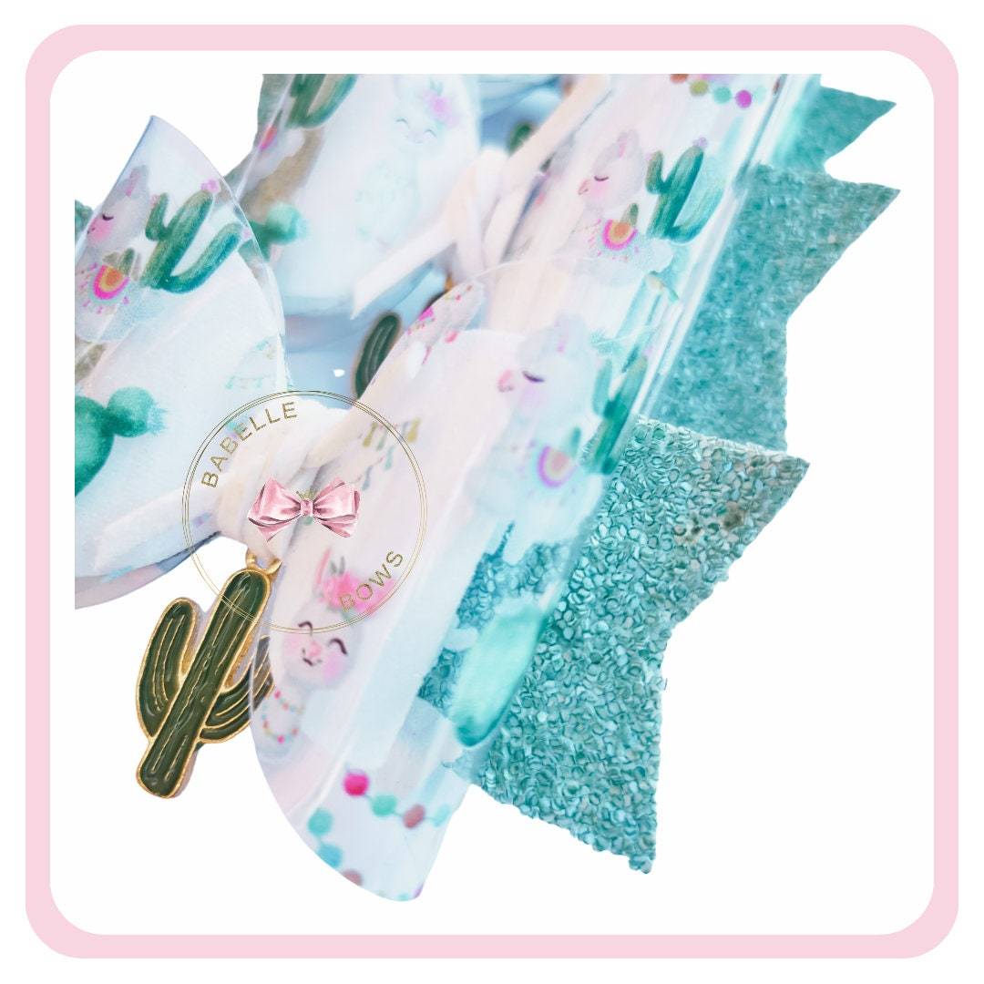 BaBelle Bows Hair Claws & Clips Drama Llama Cactus Hair Bow with Charm