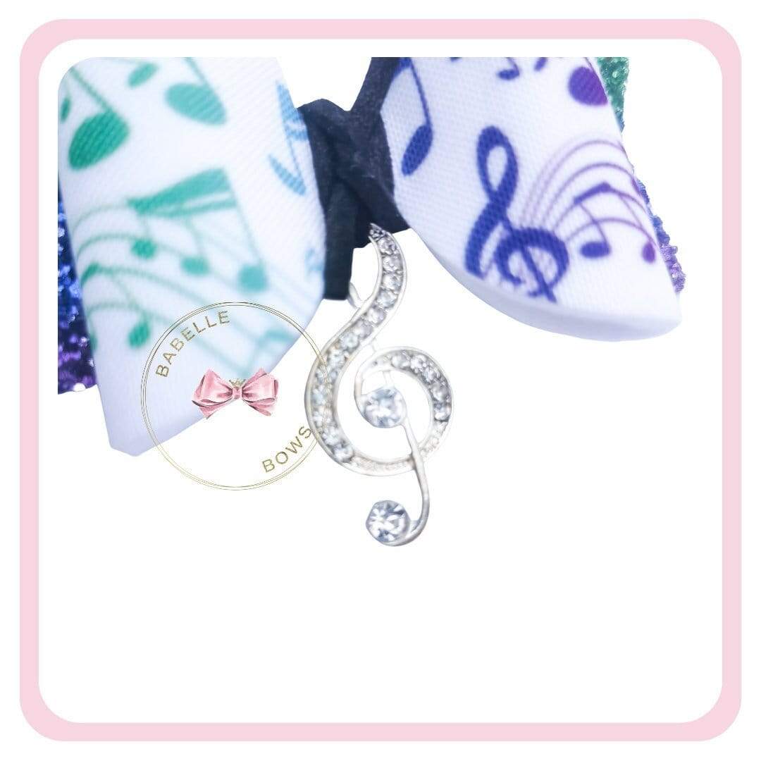 BaBelle Bows Hair Claws & Clips Musical Notation Hair Bow with Treble Clef Charm | Gifts for Girls | Music Lover