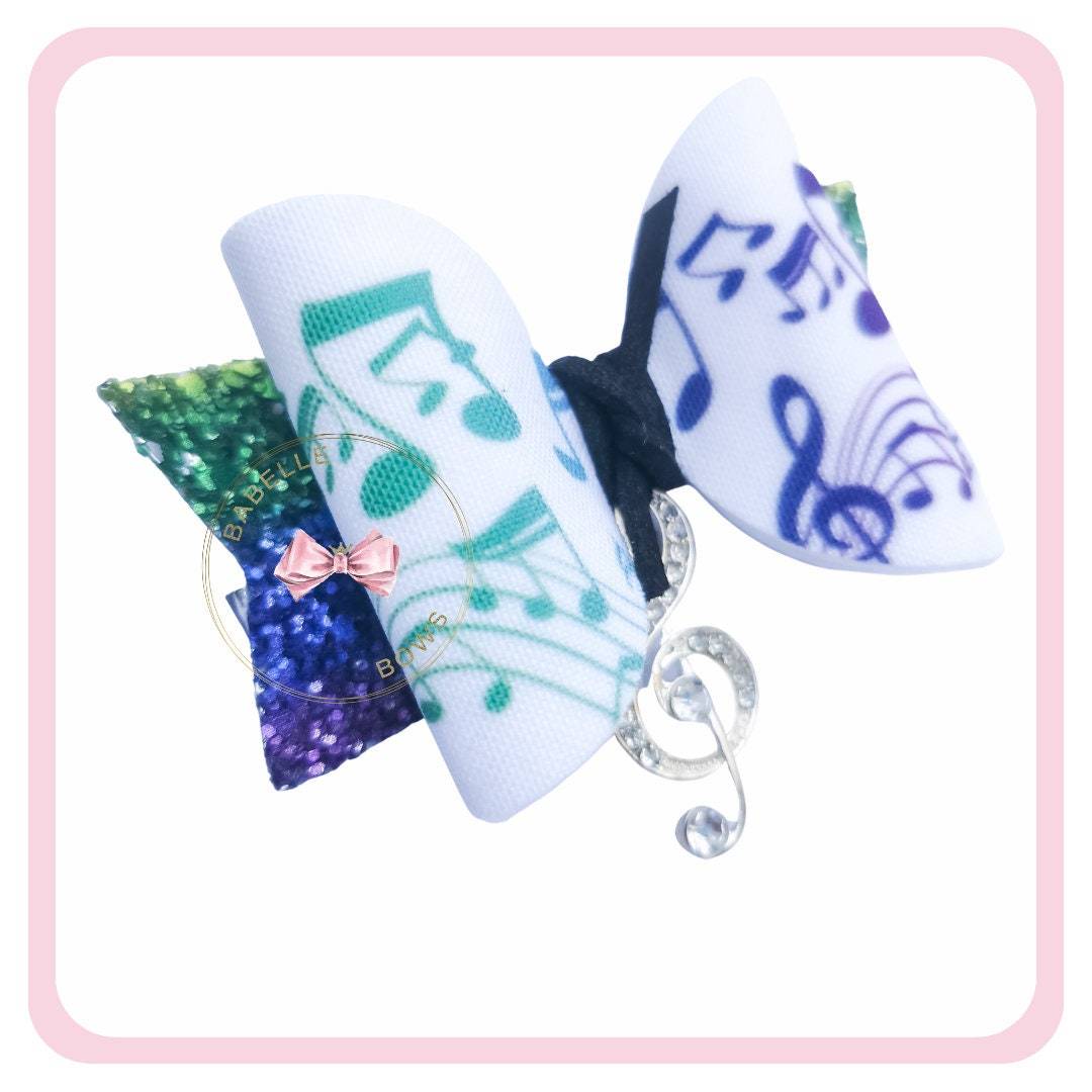 BaBelle Bows Hair Claws & Clips Musical Notation Hair Bow with Treble Clef Charm | Gifts for Girls | Music Lover