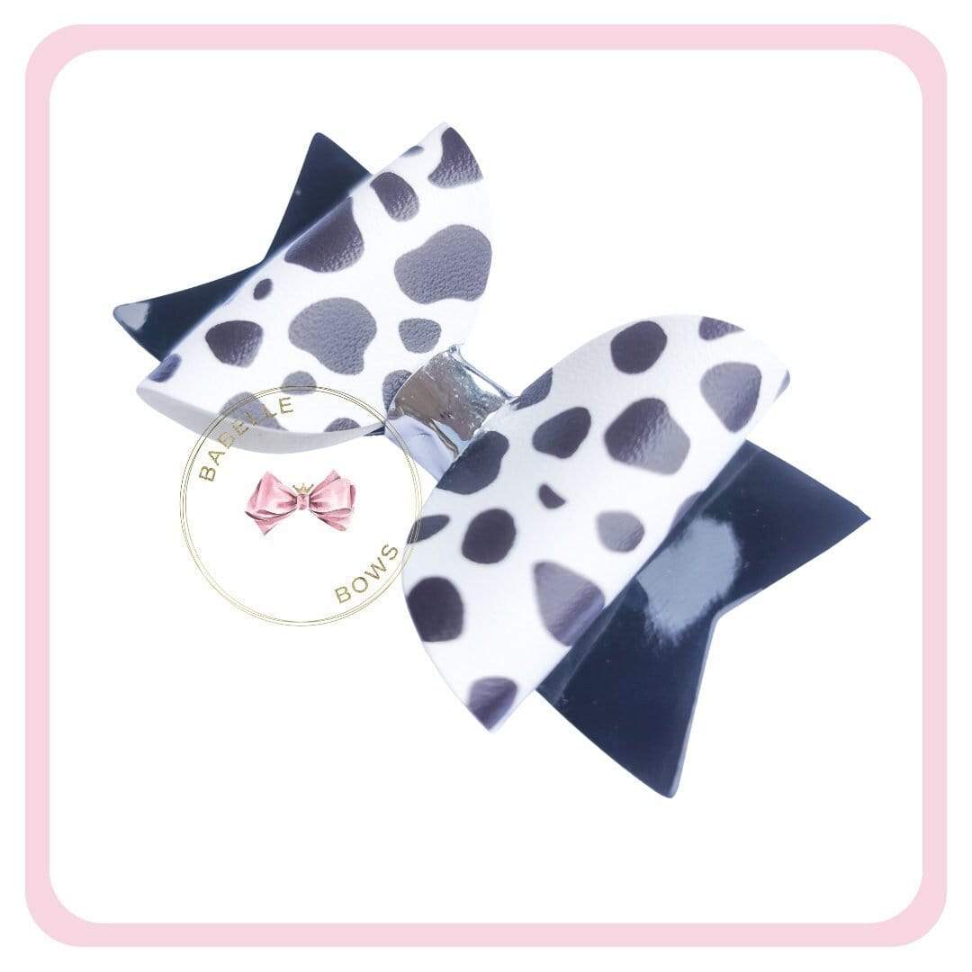 BaBelle Bows Hair Claws & Clips Pair of Dalmatian Print Small Pigtail Hair Bow Gift Set