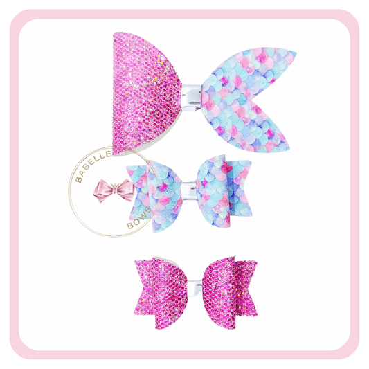 BaBelle Bows Hair Claws & Clips Pink Mermaid Tail Hair Bow Gift Set