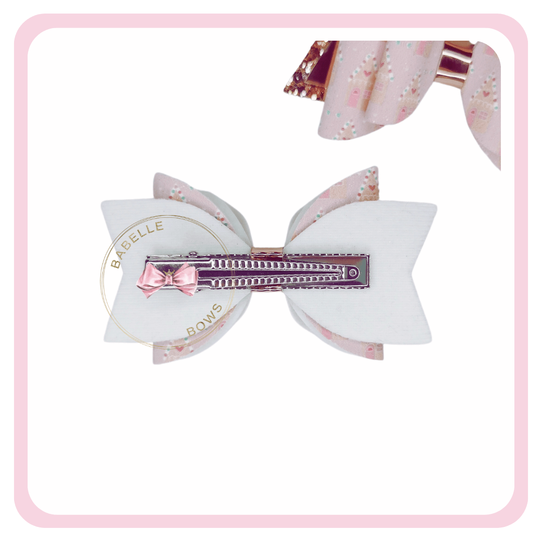 BaBelle Bows Hair Claws & Clips Pink Suede Gingerbread House Christmas Hair Bow