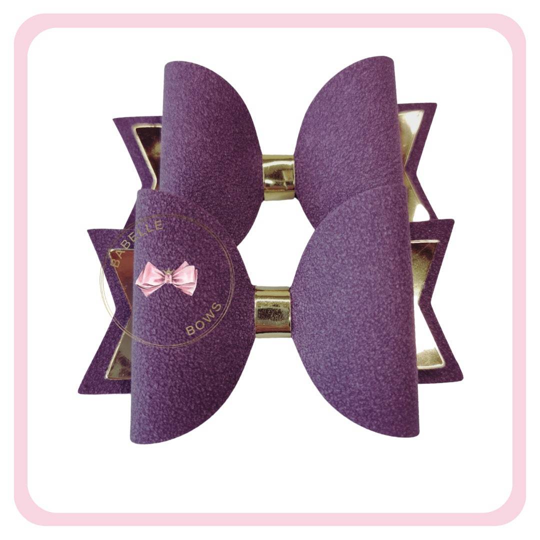 BaBelle Bows Hair Claws & Clips Purple and Gold Faux Suede Hair Bow