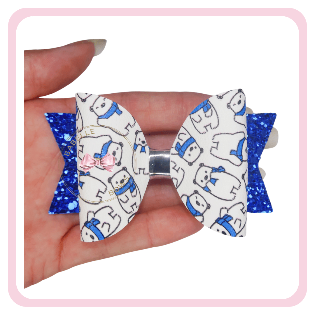 BaBelle Bows Hair Claws & Clips Winter Polar Bear Hair Bow