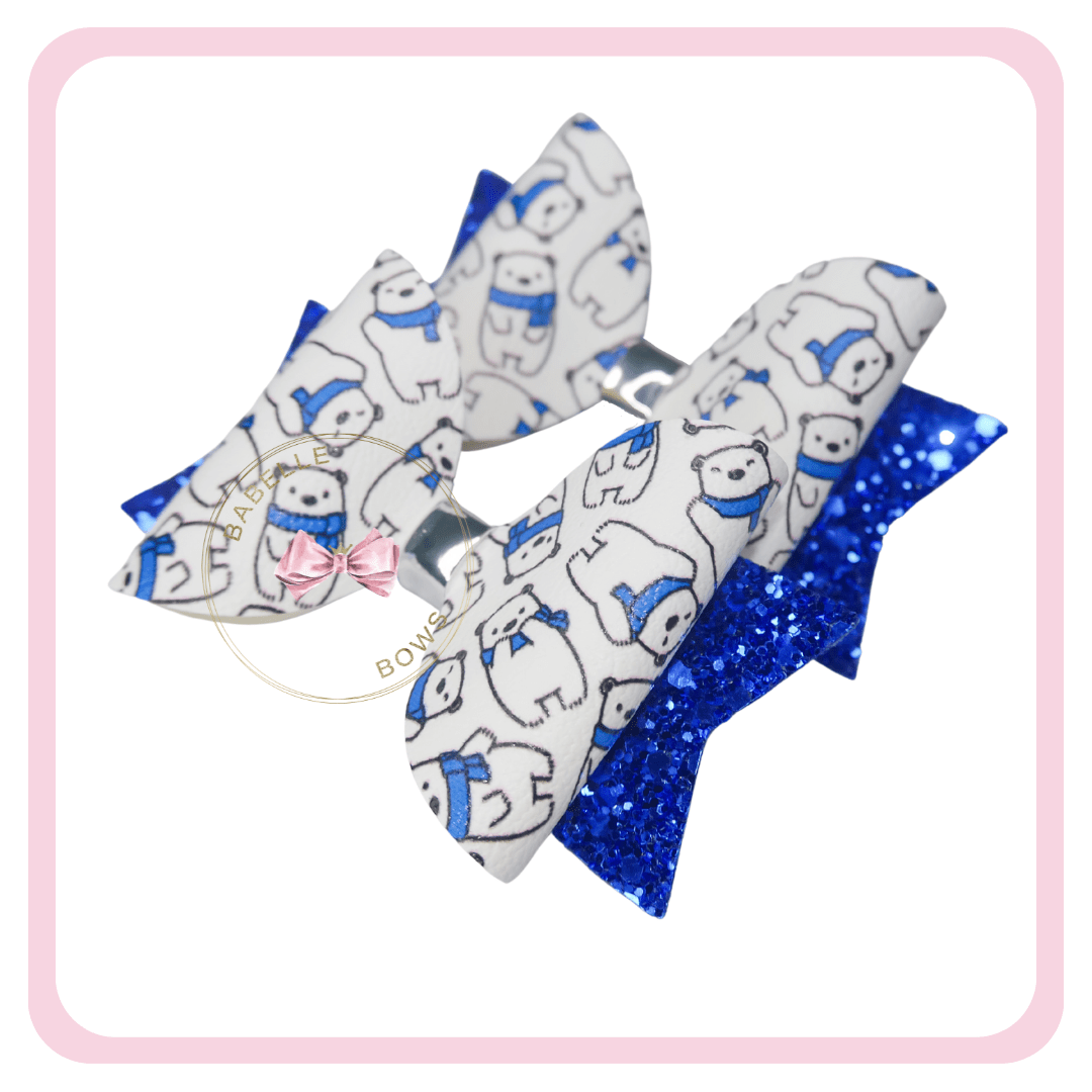 BaBelle Bows Hair Claws & Clips Winter Polar Bear Hair Bow