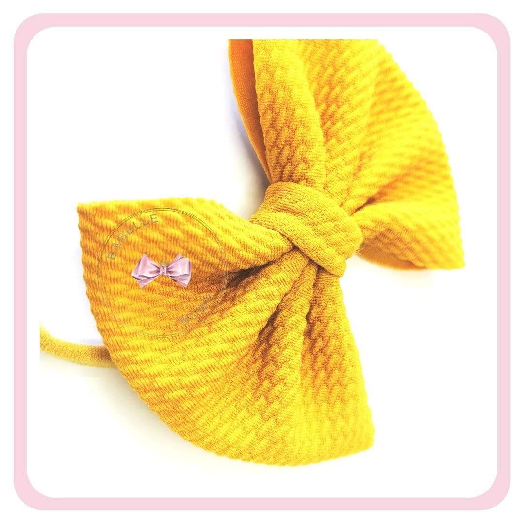 BaBelle Bows Headbands 4 Inch Mustard Bullet Bow Baby Headband