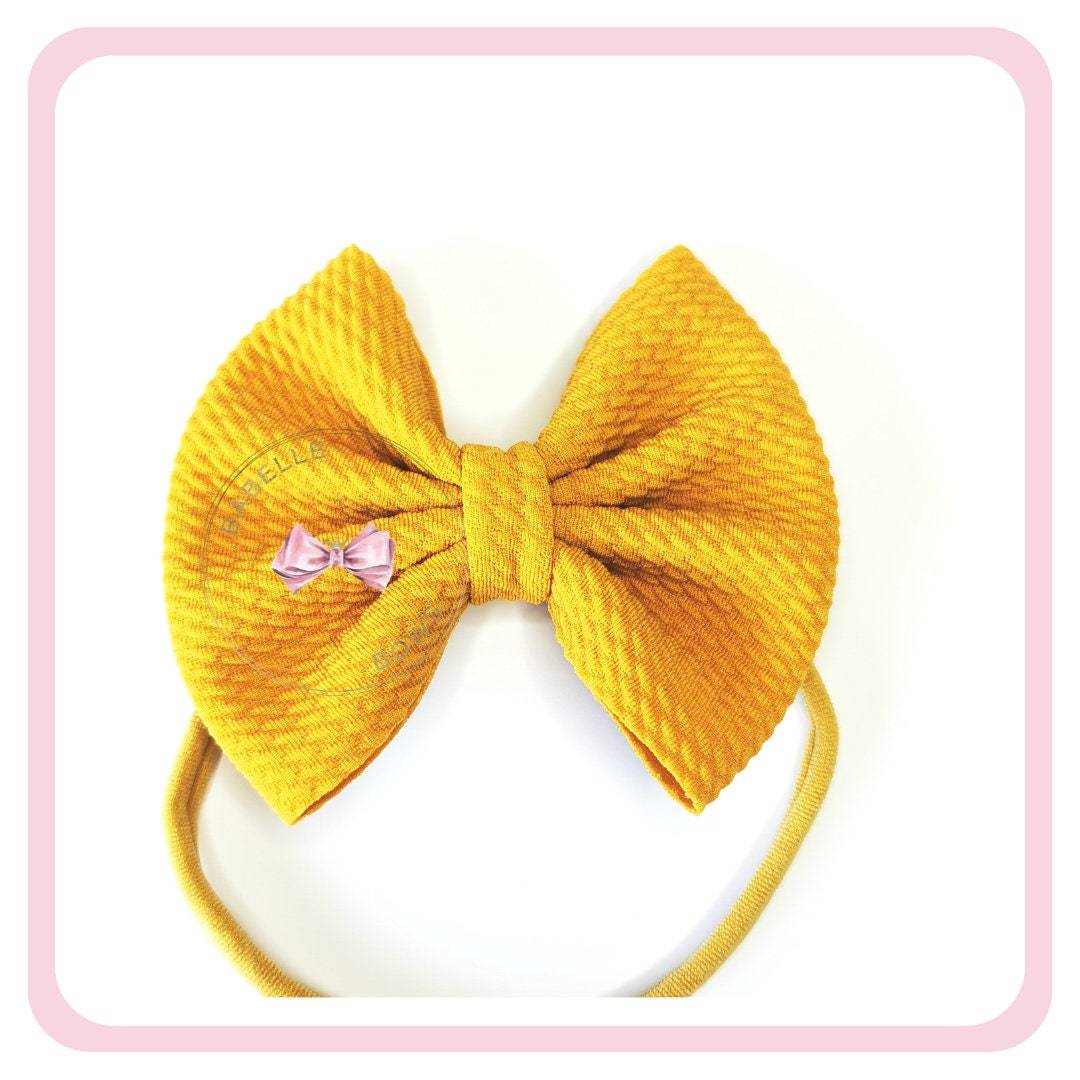 BaBelle Bows Headbands 4 Inch Mustard Bullet Bow Baby Headband