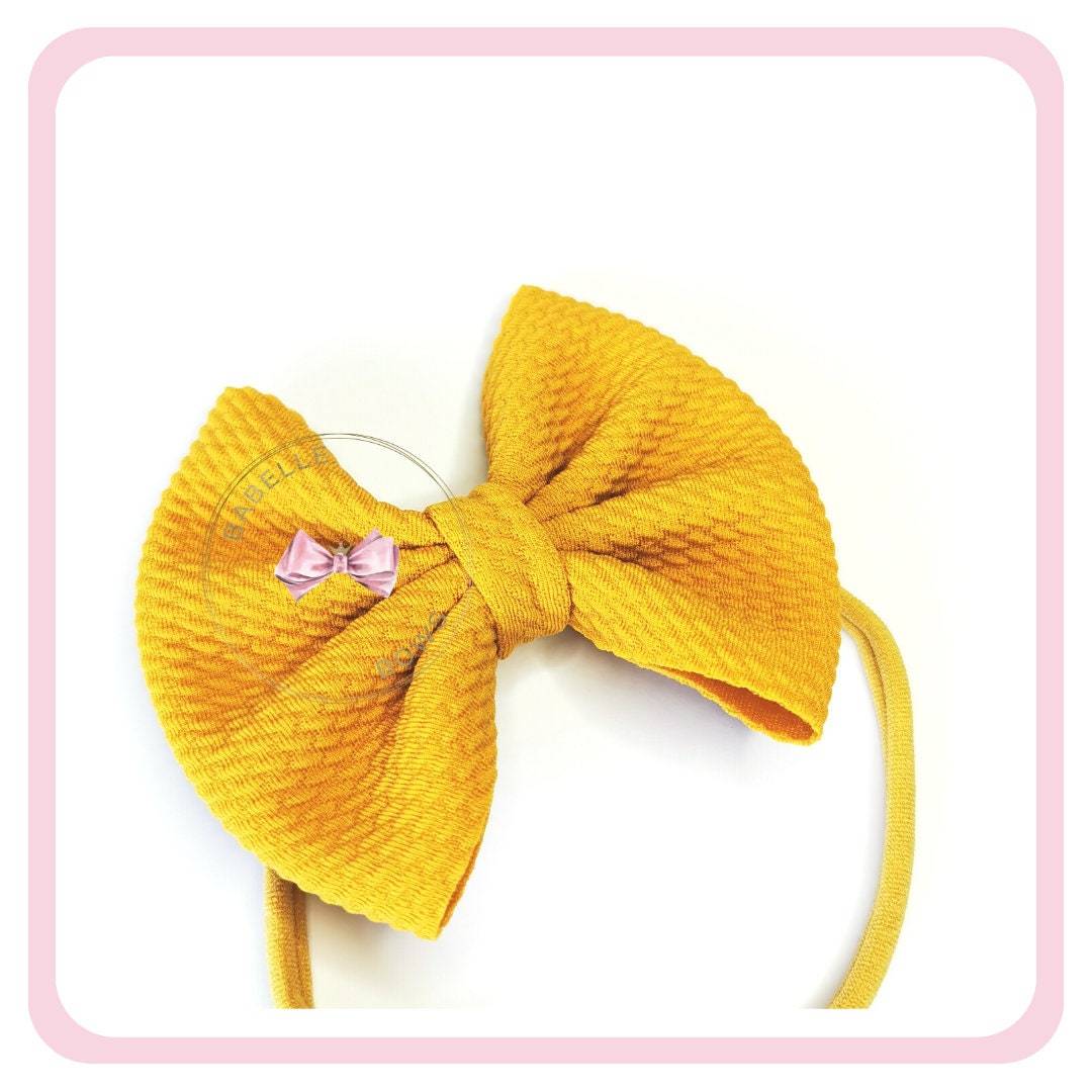 BaBelle Bows Headbands 4 Inch Mustard Bullet Bow Baby Headband