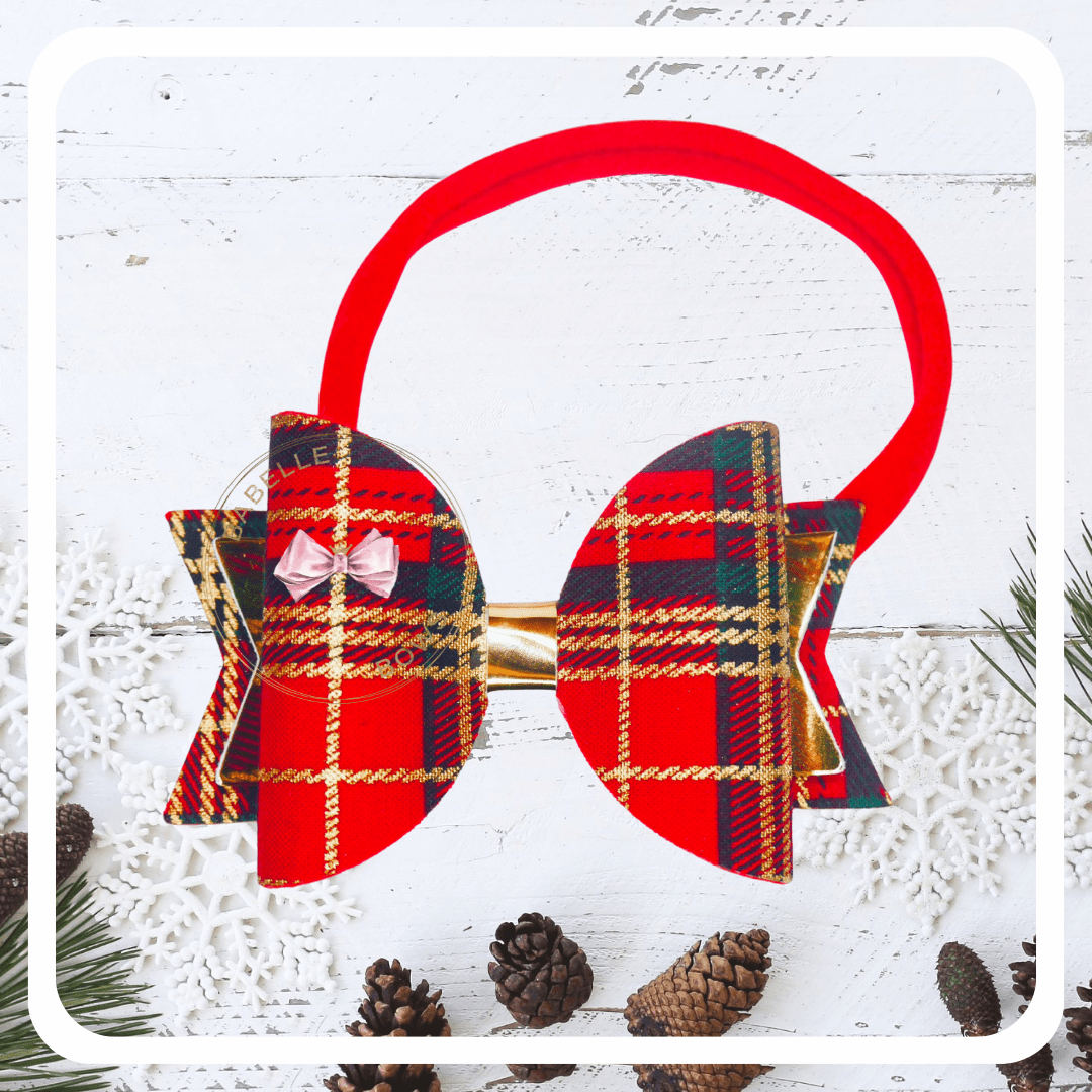 BaBelle Bows Headbands Red Tartan Baby Headbands