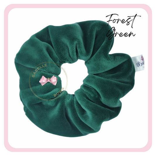 BaBelle Bows Hair Accessories Forest Green Flock Velvet Snag Free Hair Scrunchies