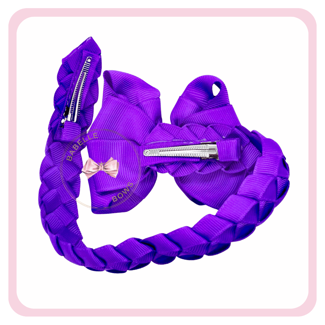 BaBelle Bows Hair Bun & Volume Shapers Purple Braided Ribbon Bun Wrap