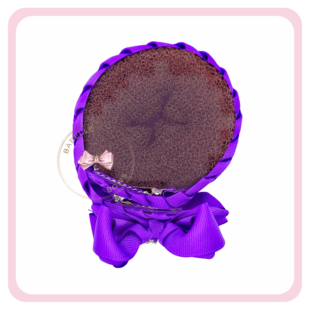 BaBelle Bows Hair Bun & Volume Shapers Purple Braided Ribbon Bun Wrap