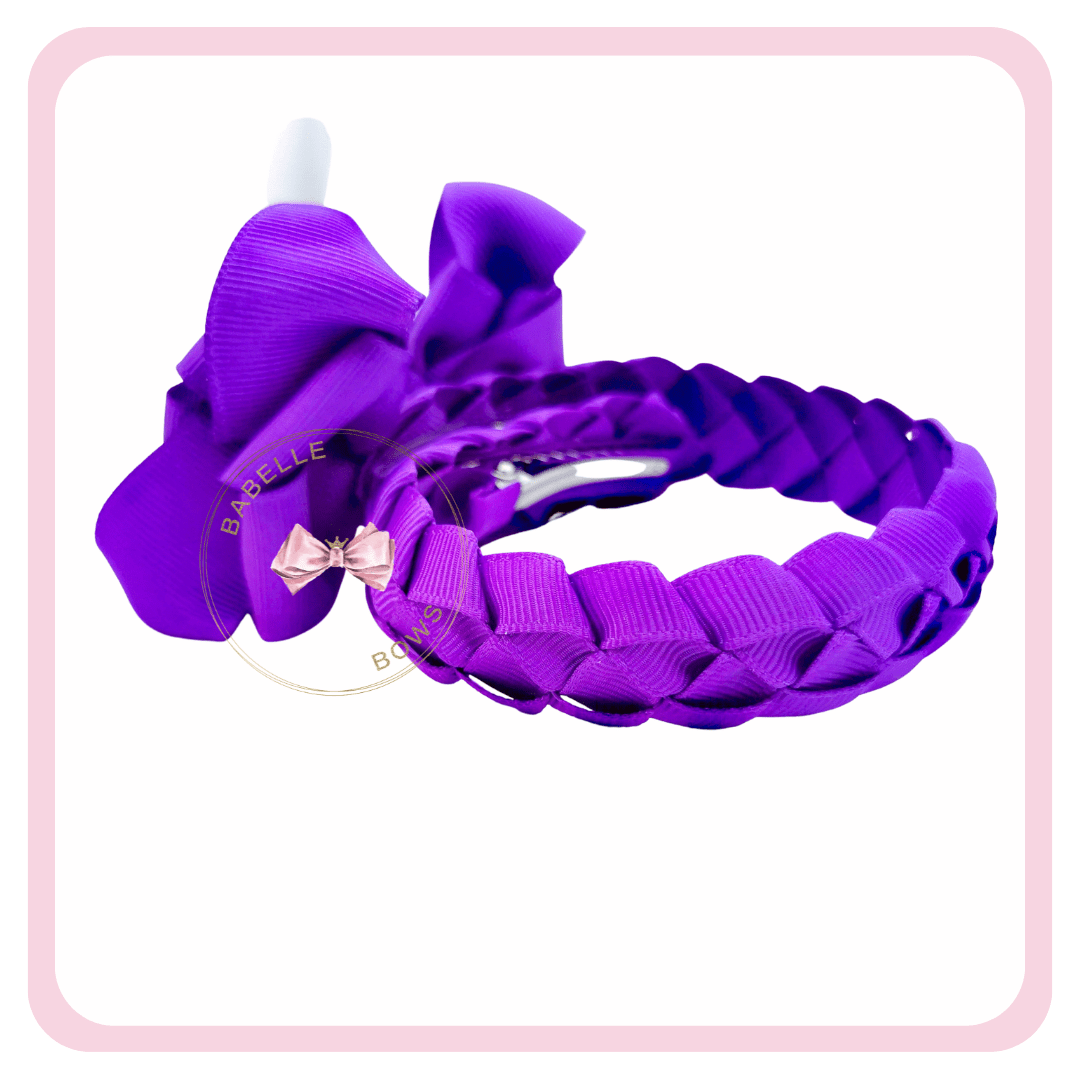 BaBelle Bows Hair Bun & Volume Shapers Purple Braided Ribbon Bun Wrap