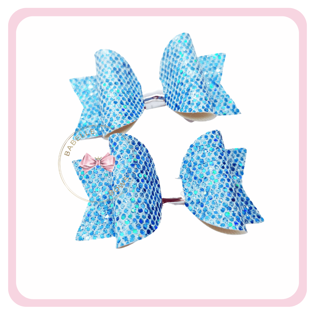 BaBelle Bows Hair Claws & Clips Blue Pair Assorted Mermaid Tail Pigtail Hair Bows