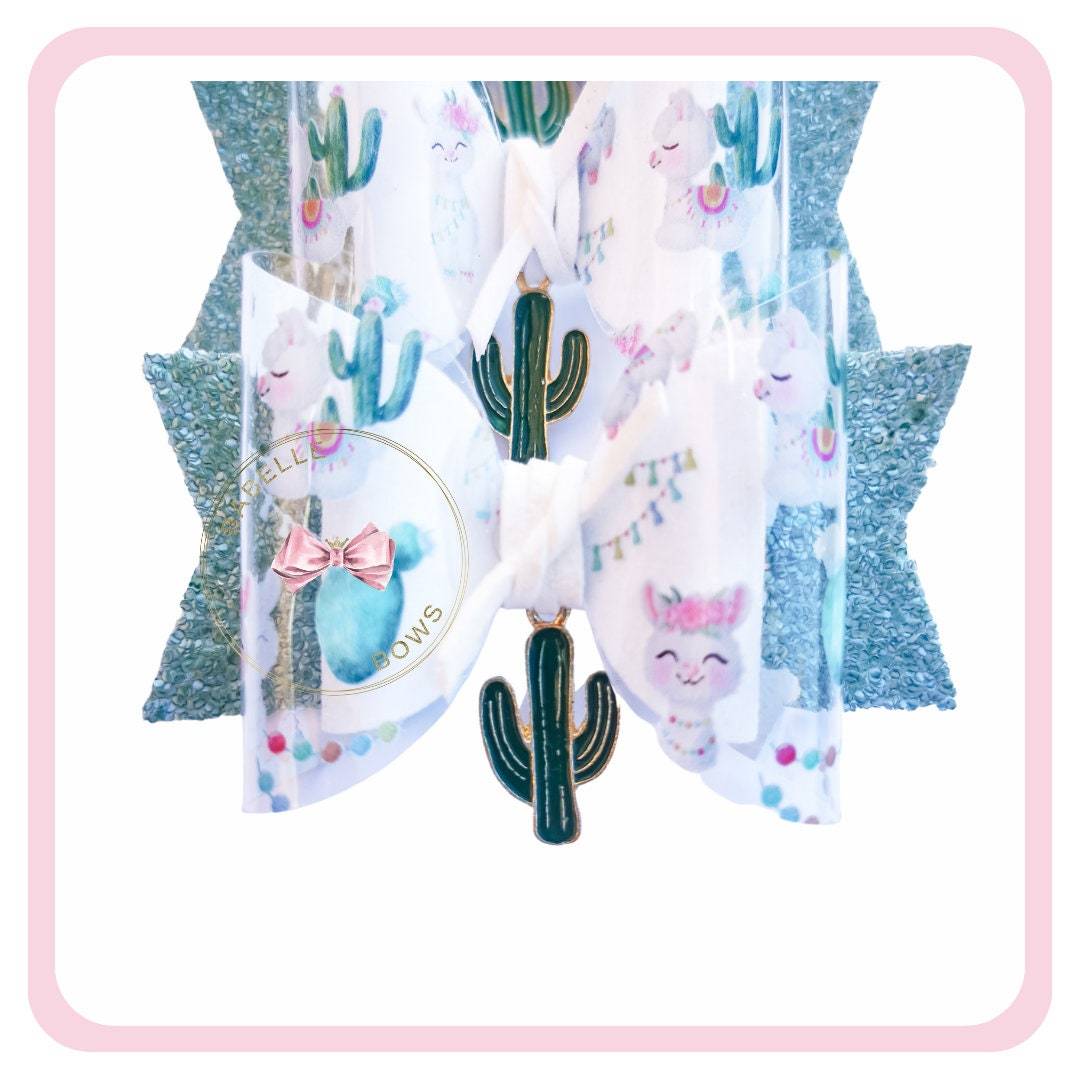 BaBelle Bows Hair Claws & Clips Drama Llama Cactus Hair Bow with Charm