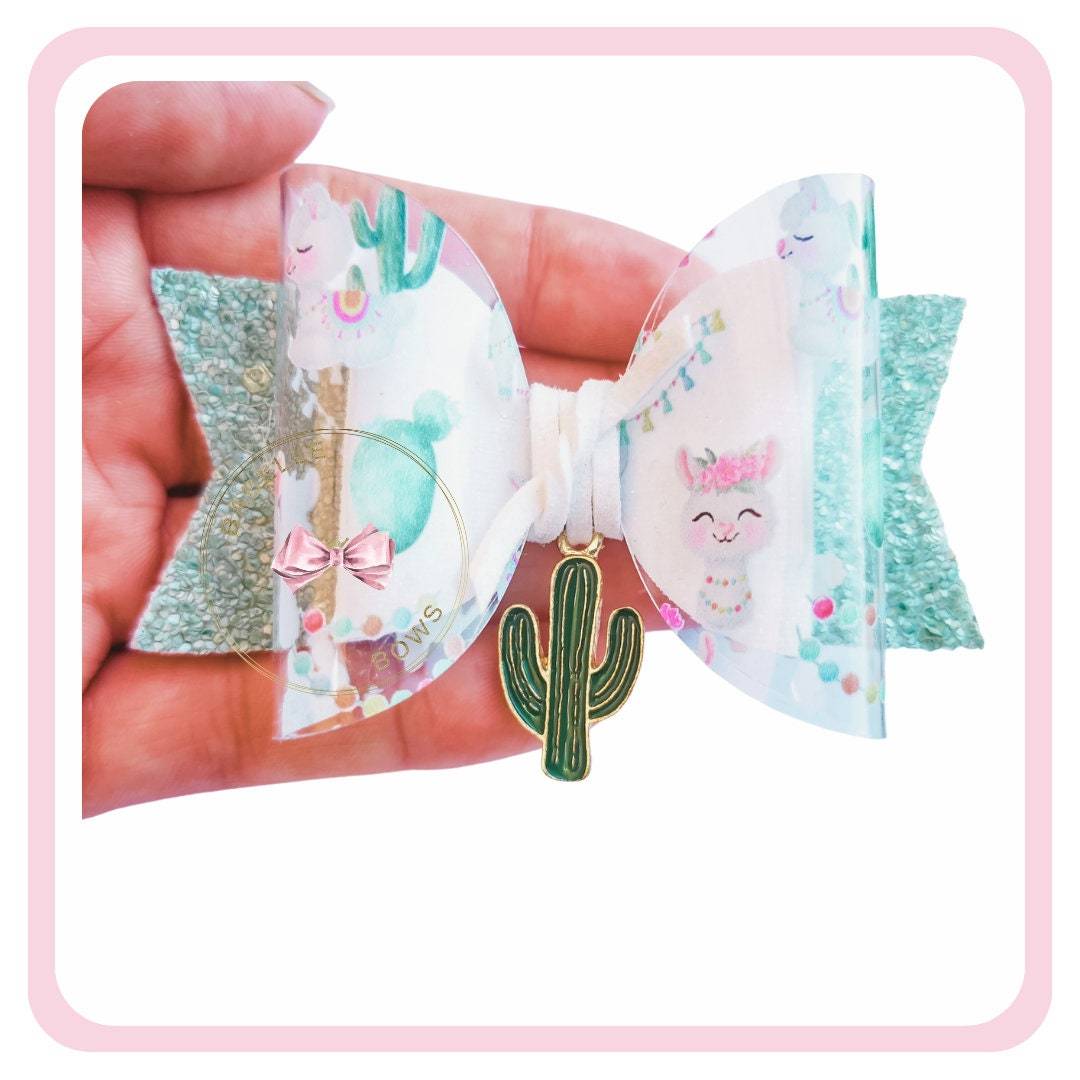 BaBelle Bows Hair Claws & Clips Drama Llama Cactus Hair Bow with Charm