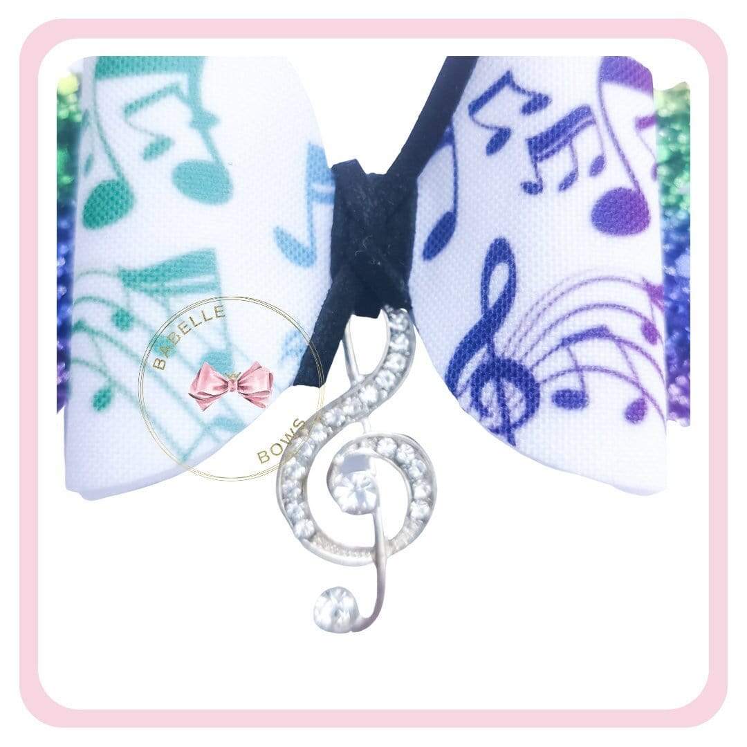 BaBelle Bows Hair Claws & Clips Musical Notation Hair Bow with Treble Clef Charm | Gifts for Girls | Music Lover