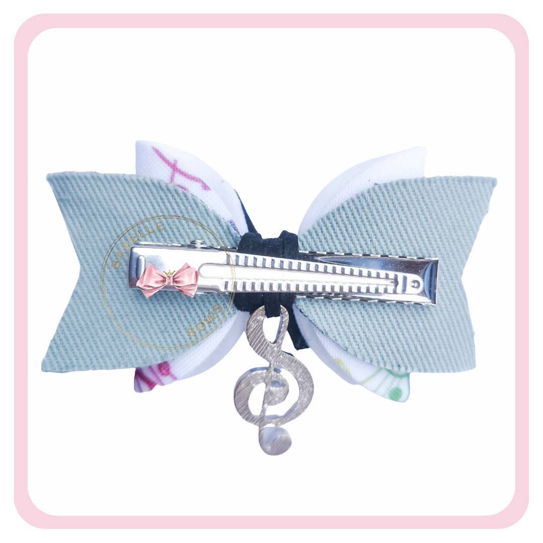 BaBelle Bows Hair Claws & Clips Musical Notation Hair Bow with Treble Clef Charm | Gifts for Girls | Music Lover