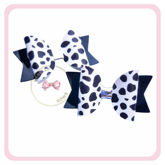 BaBelle Bows Hair Claws & Clips Pair of Dalmatian Print Small Pigtail Hair Bow Gift Set